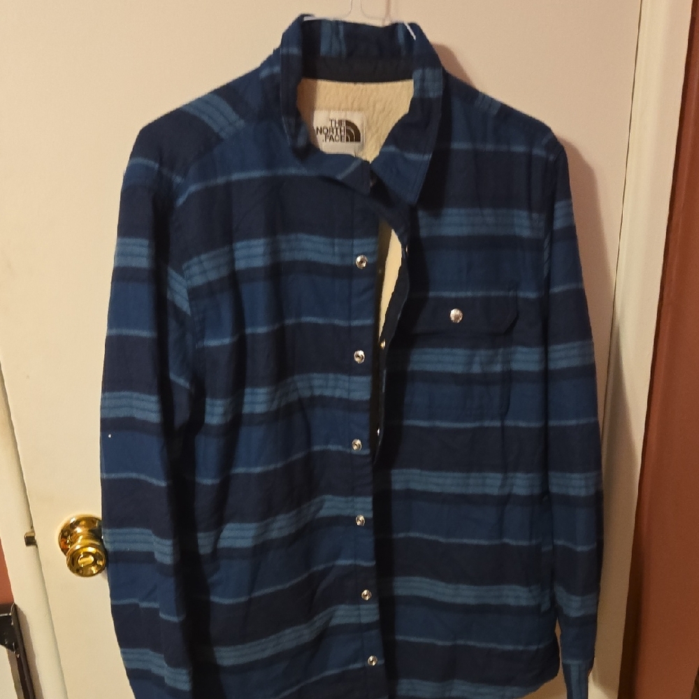 The North Face Navy and Light Blue Striped Shirt
